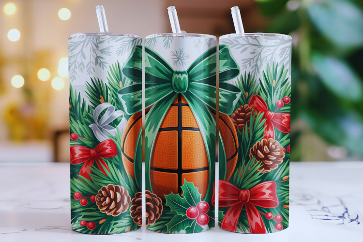 Merry Basketball Tumbler Wrap | Christmas Wrap