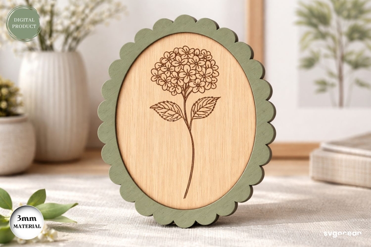 Scalloped Flower Hydrangea Frame Laser Cut | Floral Sign