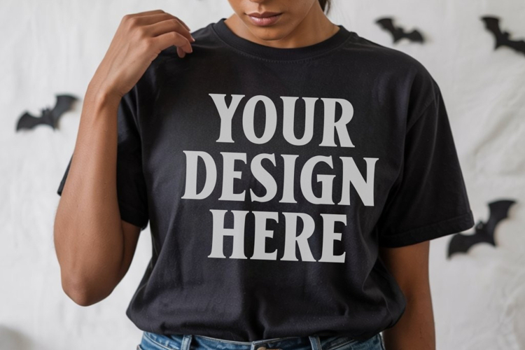 Comfort Colors 1717 Black TShirt Mockup, CC1717 mockup, Tran