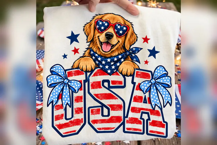 USA Golden Retriever PNG, Patriotic Dog 4th of July Shirt
