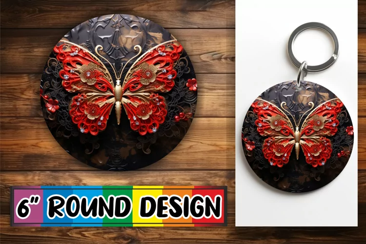 Embroidered 3D Butterfly Keychain Elegance