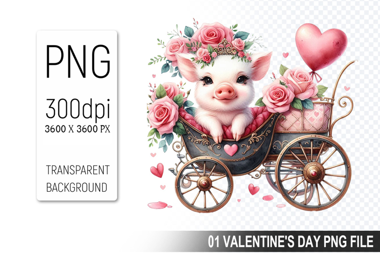 Valentines Cute Pig Clipart PNG, Pig Graphic For Crafts