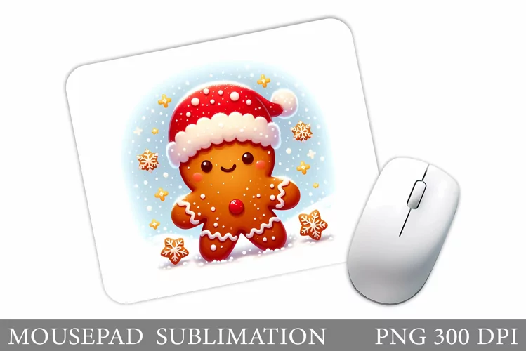 Cute Gingerbread Mouse Pad. Christmas Mouse Pad Design