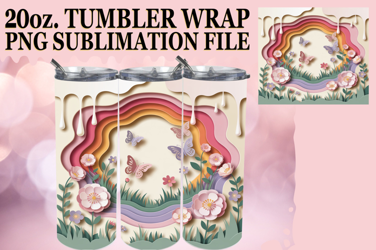 Cozy afternoons 20oz tumbler wrap, 3D Flowers