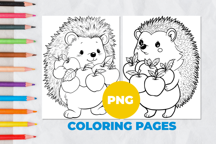 Hedgehog with apples Coloring Pages | Coloring book