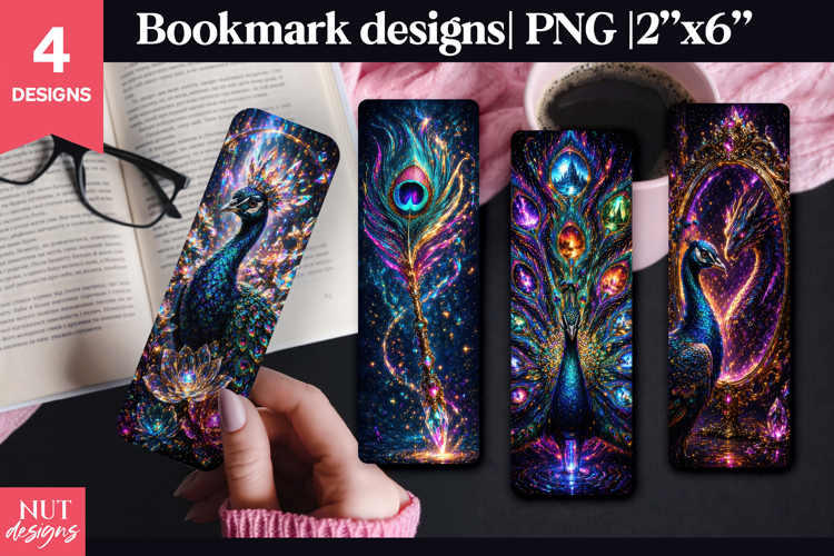 Magic Peacock Bookmark celestial bird bookmark design