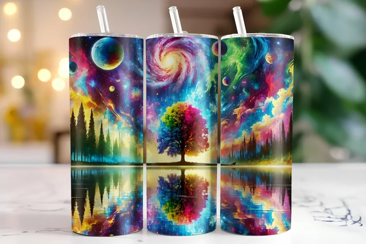 Colorful forest and space view Tumbler Wrap | Sublimation