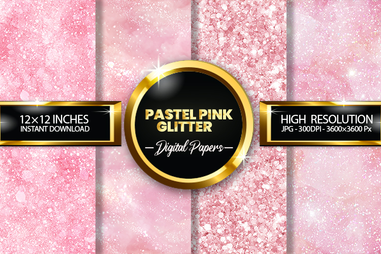 Pastel Pink Glitter Digital Papers - 04 variations