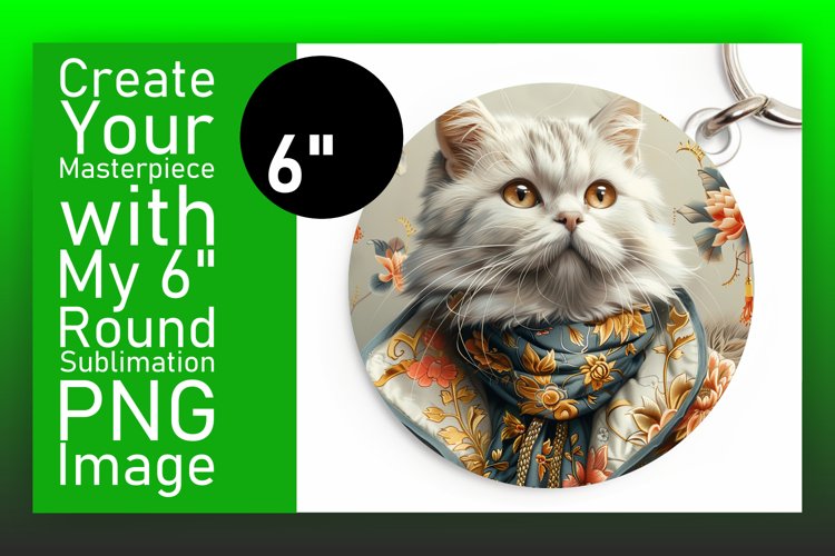 Playful Cat Humor Sublimation Circle Design Keychain