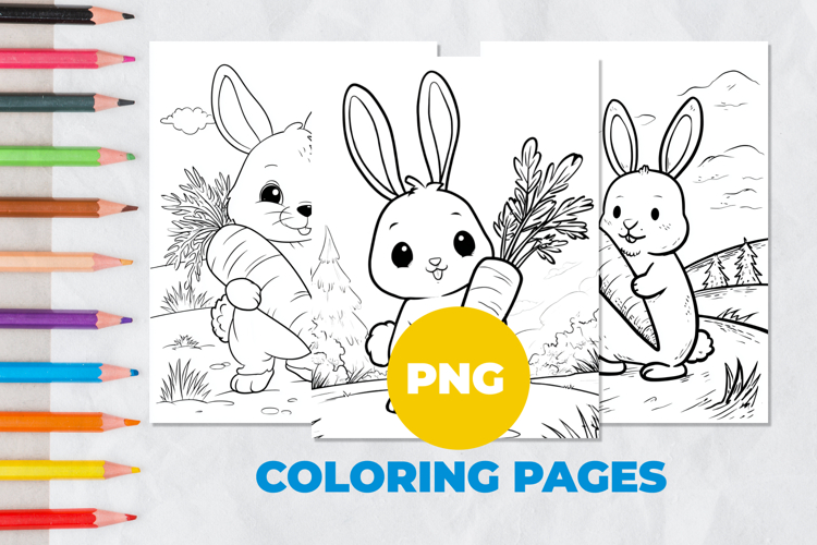 Rabbit with carrot Coloring Pages | Coloring book