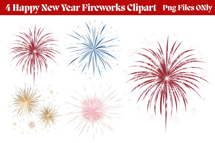 Happy New Year Fireworks Clipart PNG