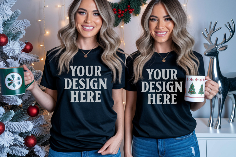 Bella Canvas 3001 Christmas Couple Mockup ,3001 Couple Mock