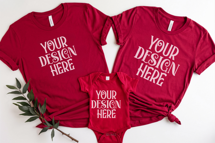 Christmas Family Matching Flat Lay T-Shirt Mockups