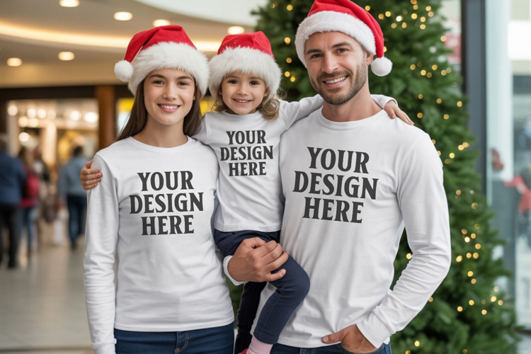 Christmas Family Matching T-Shirt Mockups | Holiday Group