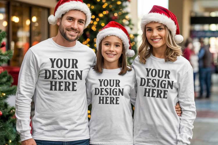 Christmas Family Matching T-Shirt Mockups | Holiday Group