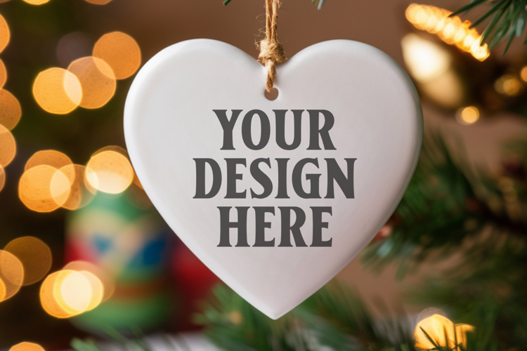 Holiday Love Heart Ornament Mockups | Romantic Christmas Tre