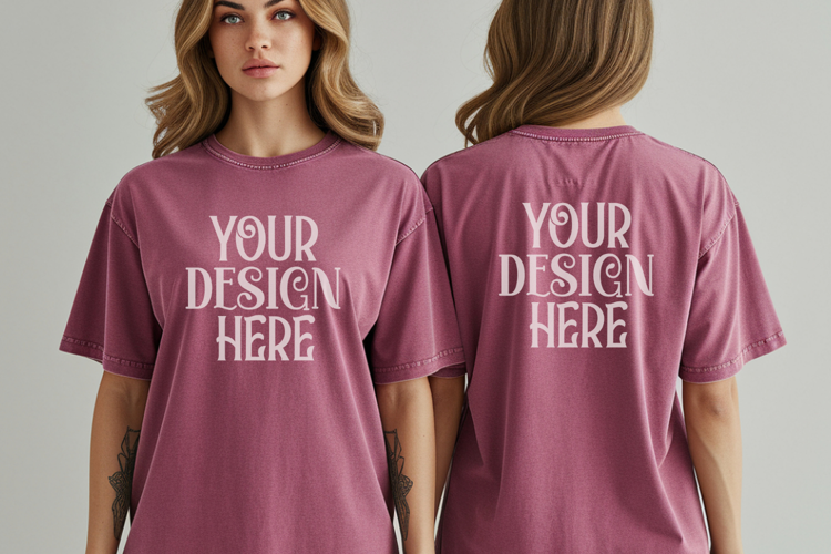 Comfort Colors 1717 Berry Front & back T shirt mockups