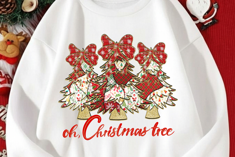 Coquette Glitter Christmas Tree Png, Plaid Christmas Png