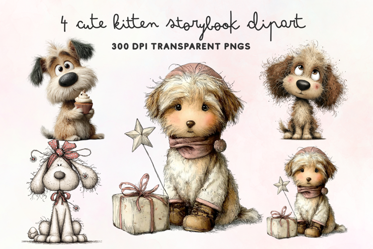 Cute Watercolor Dogs Clipart PNG