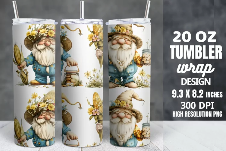 Spring Gnome Skinny Tumbler Sublimation