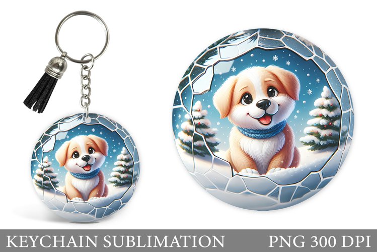 Christmas Dog Keychain. Christmas Keychain Sublimation example image 1