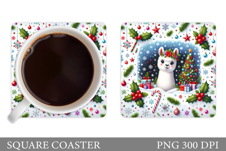 Christmas Lama Coaster Design. Christmas Coaster Sublimation