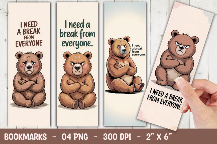 Funny Bear Quote Bookmark Sublimation example image 1