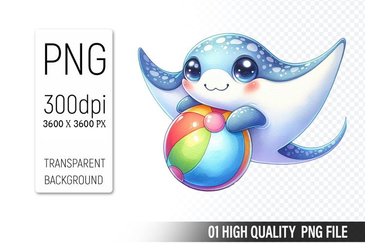 Summer Cute Stingray Clipart | Sublimation Clipart PNG File