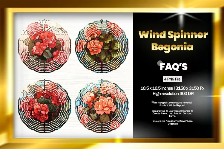 Begonia Wind Spinner Sublimation - 04 Variations