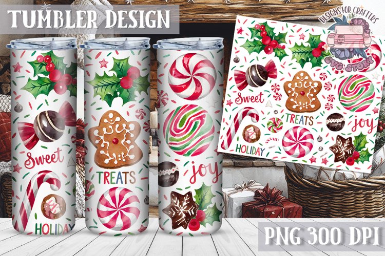 Sublimation Tumbler WRAP Christmas Design Quote Watercolor