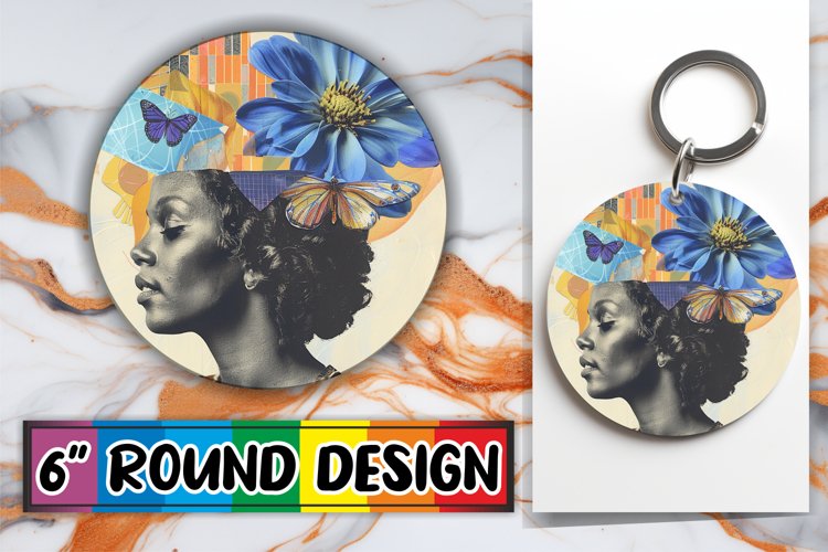 Artistic Afro Woman Round Design Abstract Style PNG example image 1