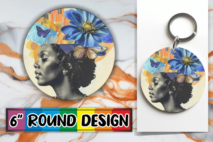 Artistic Afro Woman Round Design Abstract Style PNG
