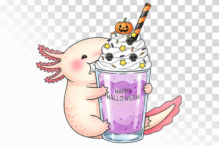 Halloween Axolotl Candy Drink Dessert Cute PNG Uparupa