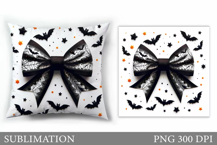 Halloween Bow Sublimation. Halloween Pillow Sublimation