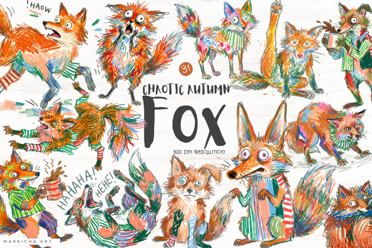 Chaotic Autumn Fox Clipart example image 1
