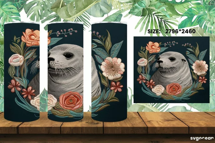 Embroidery Seal Tumbler Wrap | Skinny 20 oz | Sublimation