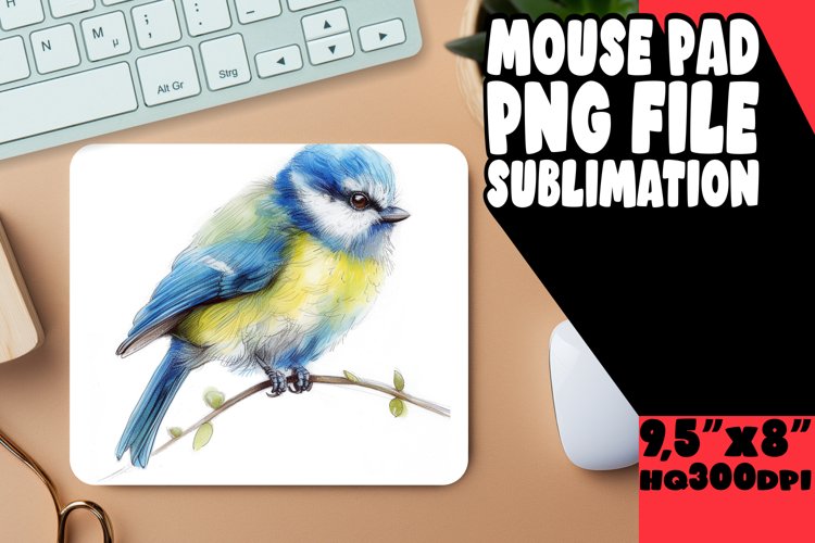 Spring Birds Watercolor Mouse Pad for example image 1
