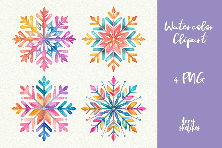 4 Disco Snowflakes Clipart Groovy Christmas PNG