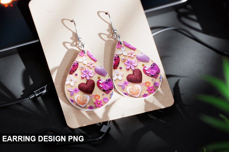 Valentines Day Teardrop Sublimation- Valentines Day Earring