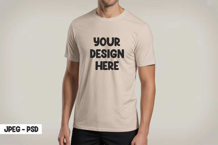 Beige T-Shirt Mockup PSD Front View