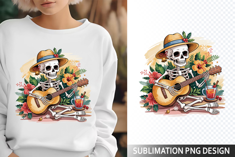 Funny Summer Skeleton Illustration - Sublimation PNG Design
