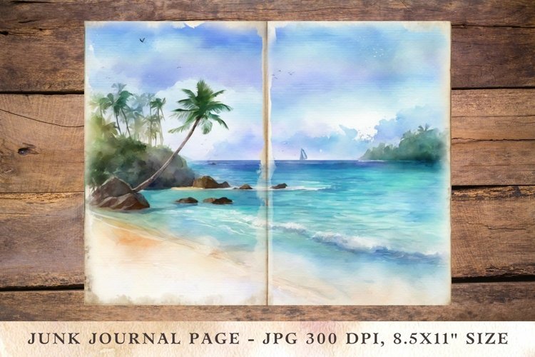 Printable Junk Journal Pages beach 1 example image 1