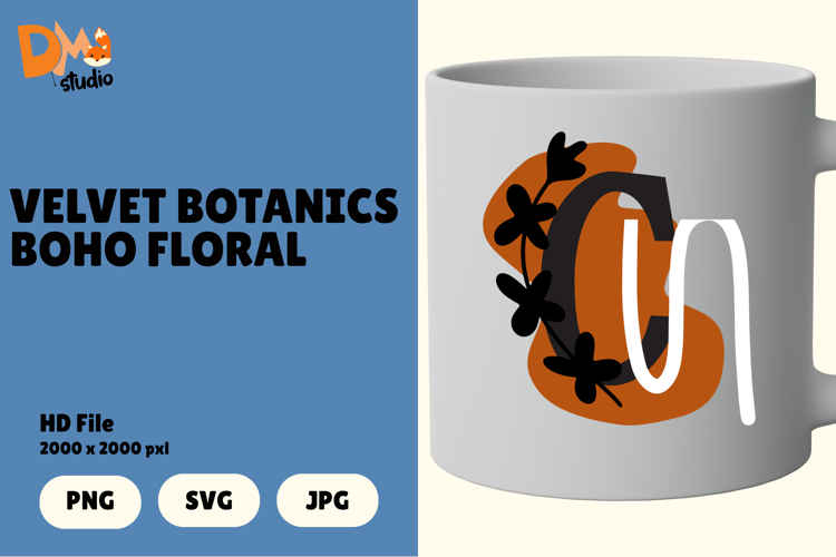 Velvet Botanics Boho Floral Monogram