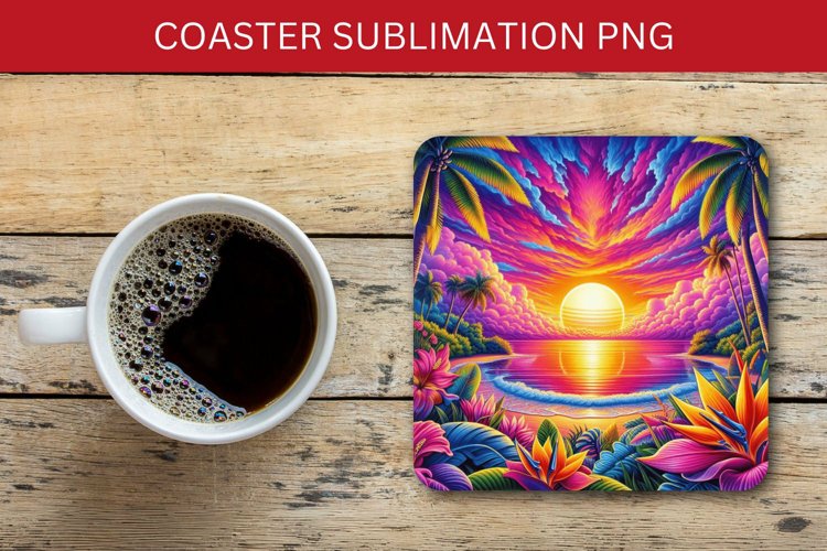 square coaster - tropical beach