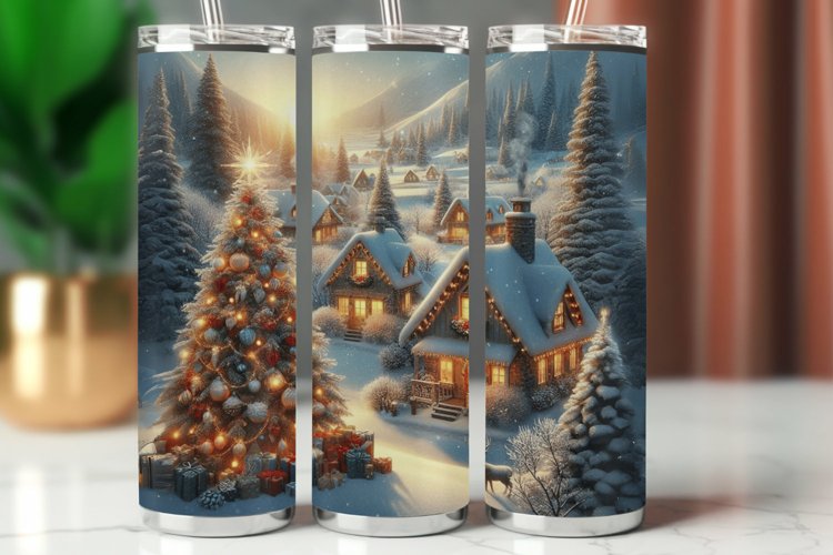 Tumbler Wrap 20 oz - christmas village