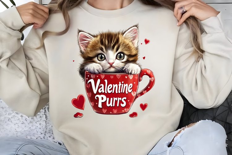 Valentines Day Kitty Cups Clipart PNG