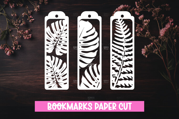 3 Floral Bookmarks Paper cut SVG Laser cut,Cricut,Silhouette example image 1