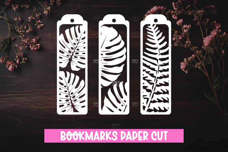 3 Floral Bookmarks Paper cut SVG Laser cut,Cricut,Silhouette