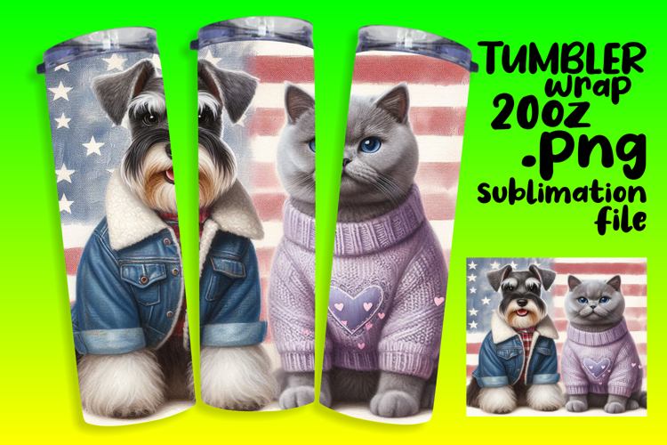 ELEGANT 20oz Tumbler PNG Design , Dog and cat