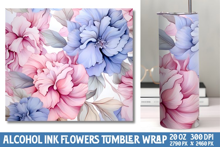 Pastel Alcohol Ink Flowers Tumbler Wrap